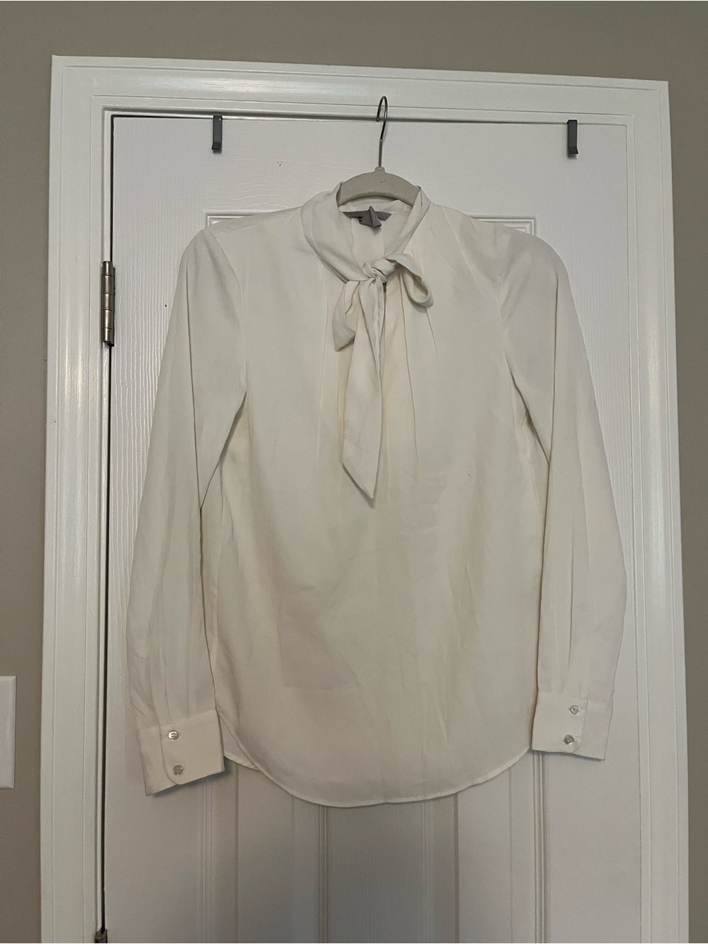 H&M White Tie-Neck Blouse
